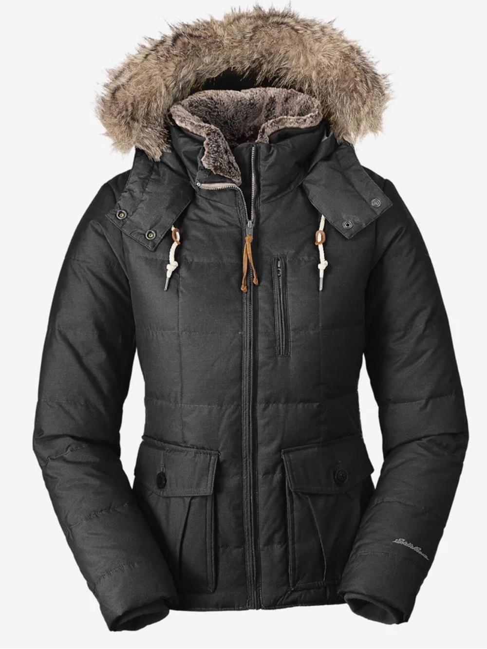 Eddie Bauer Black Insulated Down fill Water Resistant Puffer Jacket Black Sz S